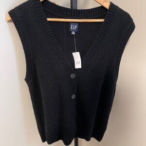 Gap Cashsoft Ribbed Sweater Vest Black NWT Size MTall